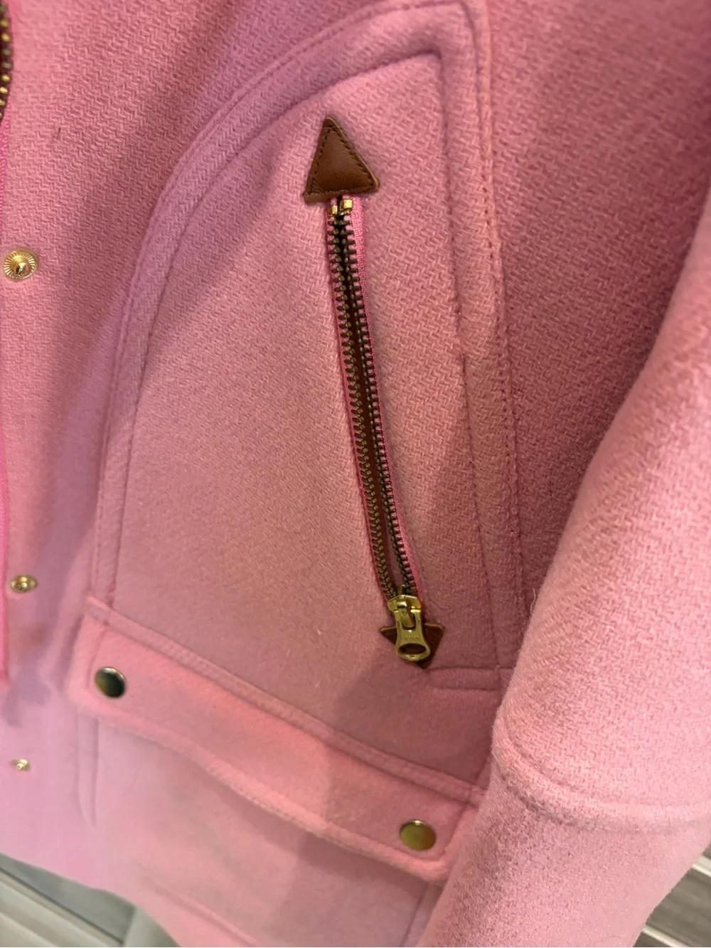 J. Crew Pink Wool Coat with Faux Fur Trim - Picture 3 of 7